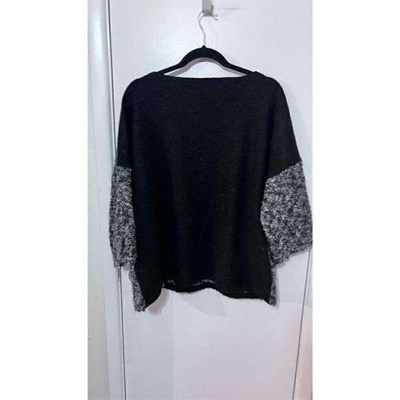 Eileen Fisher Project Boucle Knit Black Gray Sweater SIZE L Mohair Wool - Picture 5 of 9